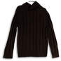 Womens Brown Cable Knit Long Sleeve Mock Neck Pullover Sweater Size M image number 2