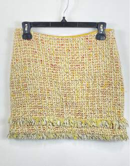 Tibi Womens Yellow Stretch Flat Front Side Zip Casual Mini Skirt Size 2