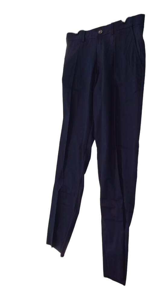 NWT Mens Blue Slash Pocket Flat Front Straight Leg Dress Pants image number 2