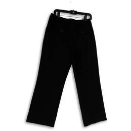 Womens Black Flat Front Slash Pockets Wide Leg Formal Dress Pants Size 6