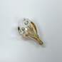 Designer Swarovski Gold-Tone Clear Crystal Daffodil Flower Mini Brooch Pin image number 3