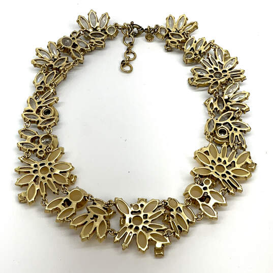 Designer J. Crew Gold-Tone Floral Prong Crystal Stone Statement Necklace image number 2