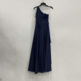 NWT Womens Blue Sleeveless One Shoulder Back Zip Long Maxi Dress Size 2 alternative image