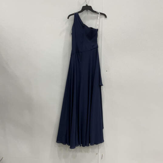 NWT Womens Blue Sleeveless One Shoulder Back Zip Long Maxi Dress Size 2 image number 2