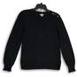 Womens Black Knitted Rhinestone Crew Neck Long Sleeves Pullover Sweater Size XS image number 1