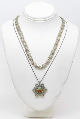 Bali & Asropa 925 Moonstone Stone Bead Star Of David Necklace & Jewelry 29.0g alternative image