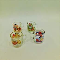 LOT of 4 Vintage GARFIELD & ODIE Glass Mugs McDonalds 1978 Anchor Hocking Set