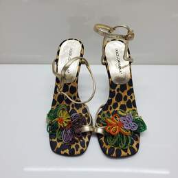 Dolce & Gabbana Women's Cheetah Print Beaded Flower Accent Heels Size 35.5