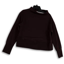 Womens Purple Mock Neck Long Sleeve Dri-Fit Pullover Sweatshirt Size Small