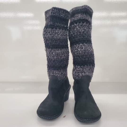 UGG Women's Cresthaven Black Gray Sweater Knit Knee High Boots Size 6 image number 2
