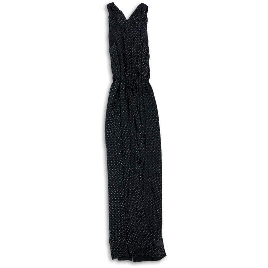 Womens Black White Polka Dot V-Neck Sleeveless Back Zip Maxi Dress Size 00P image number 3