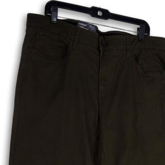 NWT Mens Green Flat Front Pockets Stretch Straight Leg Chino Pants Sz 38X30 image number 3
