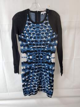 Parker Hartley Long Sleeve Mesh Arctic Blue Knit Dress Size S