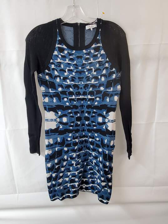 Parker Hartley Long Sleeve Mesh Arctic Blue Knit Dress Size S image number 1
