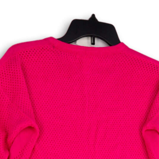 Womens Pink Knitted Stretch Long Sleeve Crew Neck Pullover Sweater Size S image number 4