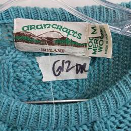 QVC merino wool blue cableknit fisherman sweater M nwt alternative image