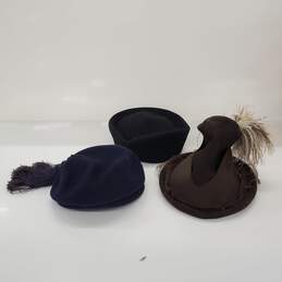 Vintage Women's Hats Lot of 3 w/Betmar Black Wool