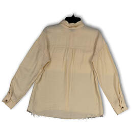 NWT Womens Tan Collared Long Sleeve Pockets Button-Up Shirt Size Small alternative image