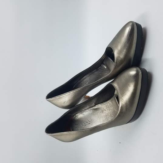 Gucci Leather Pump Women's Sz 7.5 Pewter image number 3
