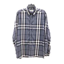 Burberry Brit Black & Gray Nova Check Men's Long Sleeve Shirt Size XL with COA