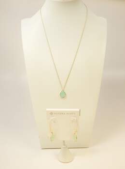 Kendra scott green rhinestone designer necklace/earrings