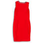 Womens Red Beaded Stretch Sleeveless V-Neck Back Zip Sheath Dress Size 10 image number 2