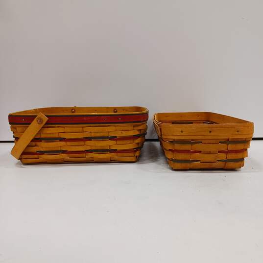 Set of 2 Vintage Longaberger Hand Woven Baskets with Plastic Liner image number 5