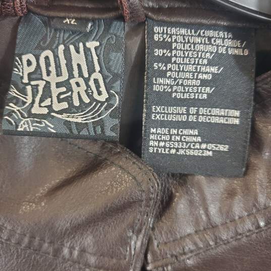 Point Zero Men Brown Faux Leather Jacket Sz XL image number 2