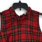 J. Crew Womens Red Plaid Sleeveless Ruffle Neck Back Bow Tank Top Size S image number 3
