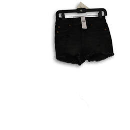 NWT Womens Black Denim Raw Hem 5-Pocket Design Cut-Off Shorts Size 0