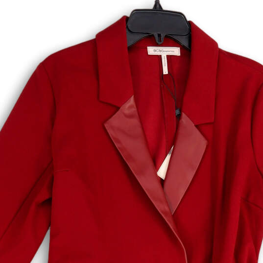 NWT Womens Red Notch Collar Long Sleeve Tie Waist Blazer Dress Size M image number 3