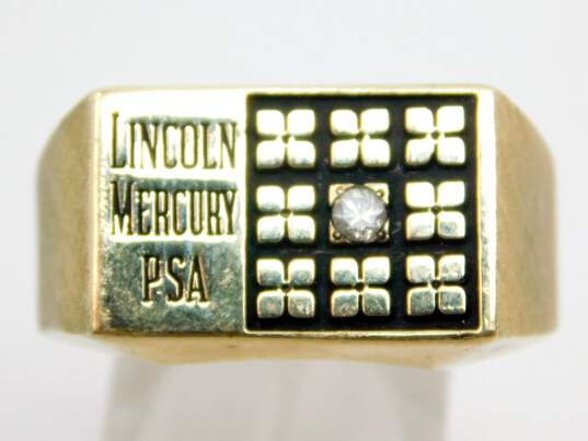 Vintage 10K Yellow Gold Diamond Accent Lincoln Mercury PSA Ring 21.7g image number 1