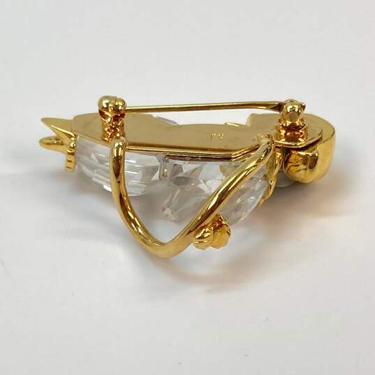 Designer Swarovski Gold-Tone Crystal Memories Moon Child Brooch Pin image number 4