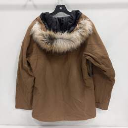 Men's Columbia Faux Fur Trimmed Hooded Tan Winter Jacket Size S alternative image