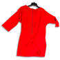 Womens Red Short Sleeve Front Knot Back Zip Round Neck Mini Dress Size 14 image number 2