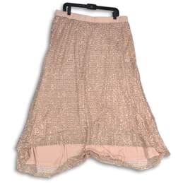 American Glamour Womens Pink Sequin Elastic Waist Pull-On A-Line Skirt Size 1X