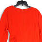 Womens Red Round Neck Long Sleeve Side Drape Sheath Dress Size 16 image number 4