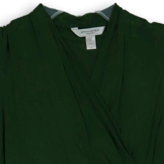 Womens Green Sleeveless V-Neck Classic Wrap Blouse Top Size Small image number 3