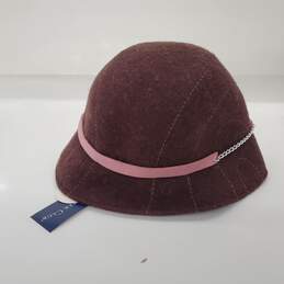 Charter Club Pink Trim Brown Wool Women's Bucket Hat NWT