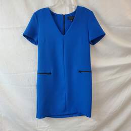 Topshop Cobalt Blue Zipper Pockets Shift Dress Size 2