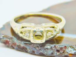 Antique 18K White Gold Diamond Accent Engagement Wedding Ring Setting 2.6g