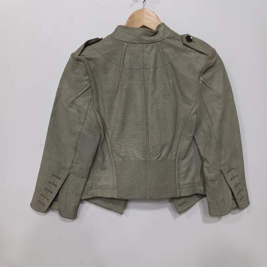 Yigal Azrouel Women's Gray Leather Cropped Blazer Jacket Size 6 image number 2