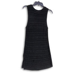 Womens Black Sleeveless Round Neck Side Slit Knitted Sweater Dress Size M alternative image