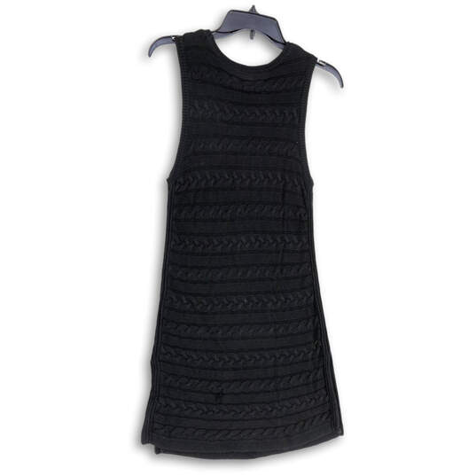 Womens Black Sleeveless Round Neck Side Slit Knitted Sweater Dress Size M image number 2