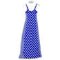 Womens Blue White Striped Spaghetti Strap V-Neck Maxi Dress Size X-Small image number 1