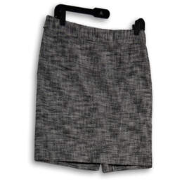 Womens White Black Flat Front Back Zip Straight & Pencil Skirt Size 6 alternative image