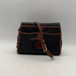 Dooney & Bourke Womens Brown Black Leather Turn Lock Crossbody Bag Purse alternative image
