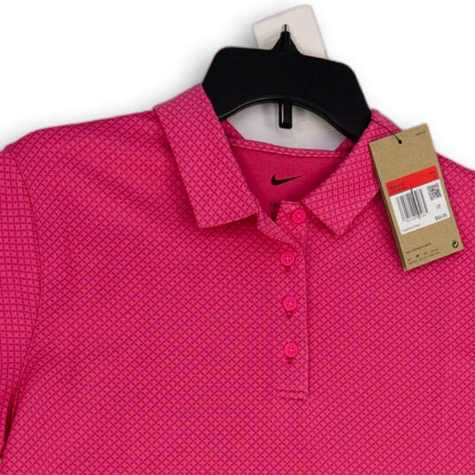 NWT Womens Pink Short Sleeve Button Front Dri-Fit Golf Polo Shirt Size L image number 3