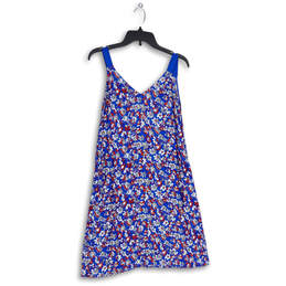 Womens Blue Floral V-Neck Sleeveless Mini Pullover A-Line Dress Size XXS alternative image