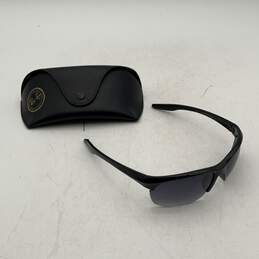 Ray-Ban Mens Black Half-Rim Purple Lens Wrap Sunglasses With Black Case